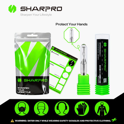 SHARPRO 1/8 Router Bit 1/4 Shank, Upcut Spiral Router Bit 1/4 Inch Shank 1/8 Inch Cutting Dia. 1/4 Inch CNC Router Bits, Up Cut Router Bit Solid Carbide, Ideal for Wood Inlay, Plunge Plastic