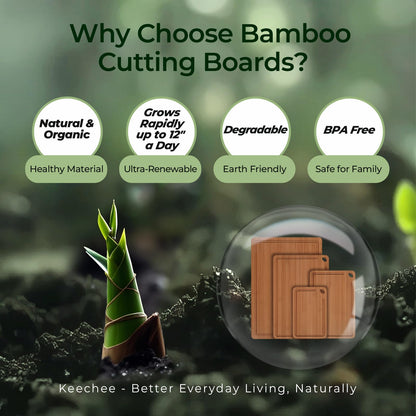 Keechee Wood Cutting Board, Carbonized Bamboo Cutting Boards Set With Smooth Surface & Easy Storage For Busy Kitchens, Ideal Charcuterie & Chopping, Durable, Knife-Friendly (4Pcs)