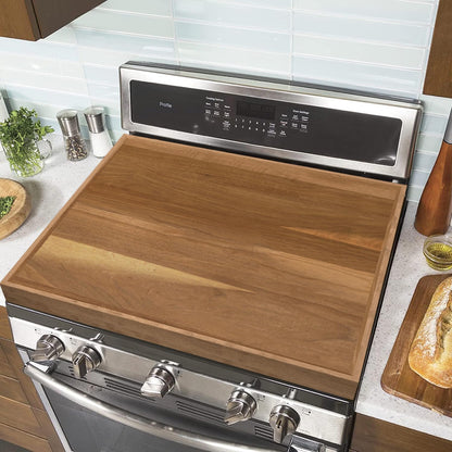 YUHFERA Stove Cover Board for Gas Stovetop - 30" x 22" Noodle Board Electric Stove Cover for RV Stove Top, Extra Countertop Space for Kitchen Stovetop（Acacia）