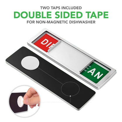 Premium Clean Dirty Dishwasher Magnet, Dirty Clean Sign for Dishwasher Easy to Read and Strong Slide for Changing Signs, Heavy Duty Magnet with Optional Stickers (Red & Green (Silver))