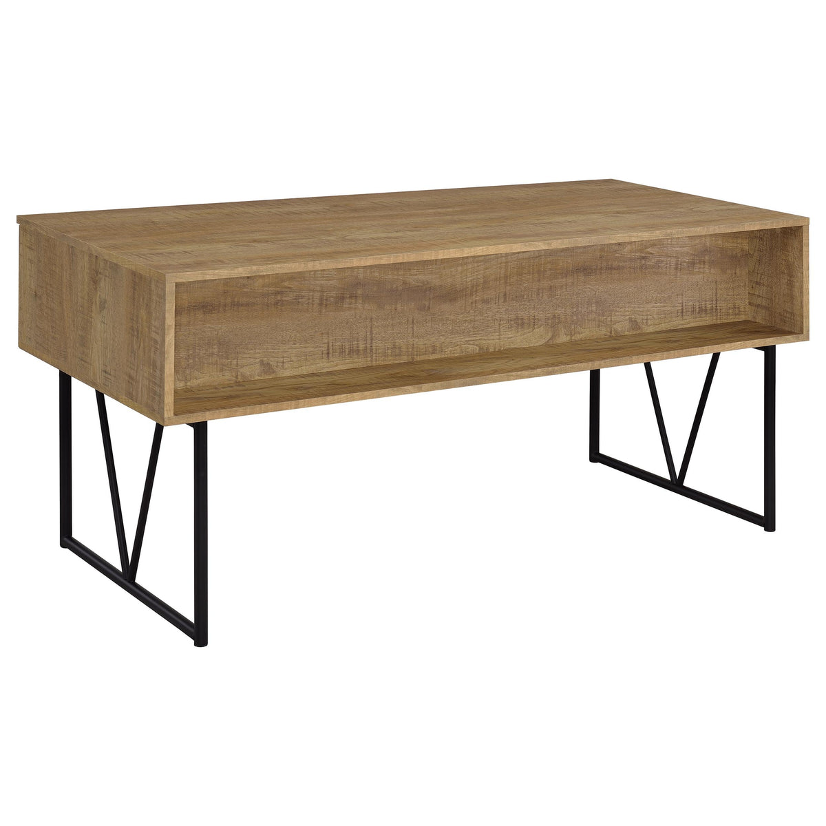 Coaster Home Furnishings - Analiese - Wood - 4-Drawer Writing Desk with Metal Legs, and V-Bracing Profile - Home Office - 63-Inch - Mango - 801851