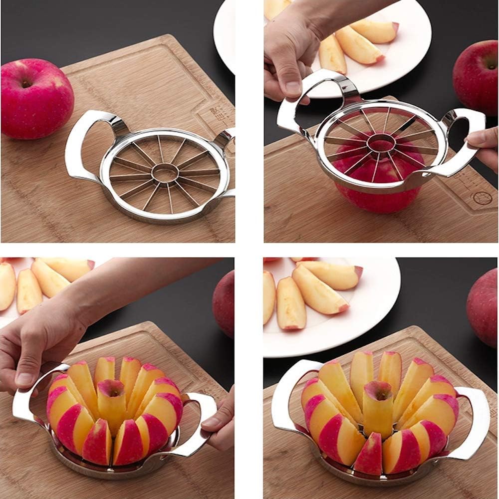 ELECTROEEL Premium Apple Slicer, Upgraded 12-Blade Extra Large Stainless Steel Cutter, Corer, Peeler for 4 Inch Apples