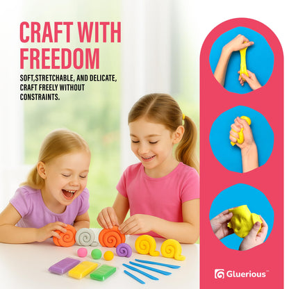 Air Dry Clay for Kids & Adults - Magic Modeling Clay Kit: 50 Vibrant Colors, 100 Googly Eyes, Soft & Safe Material - Creative Fun Arts and Crafts Set
