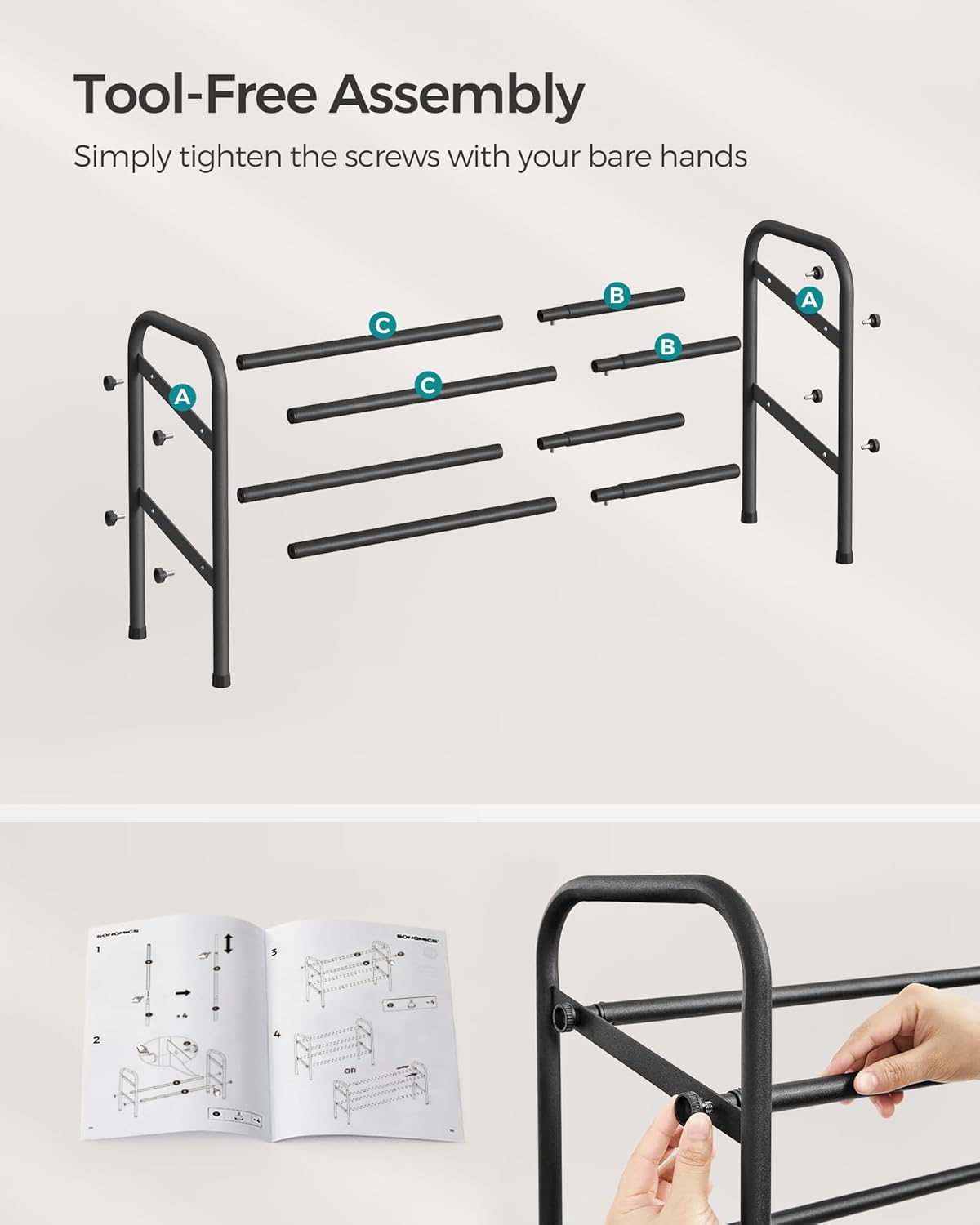 2 15 Closet, SONGMICS Expandable Shoe Rack, Tier Shoe Rack Shelf, Adjustable Shoe Organizer Storage for Pairs of Shoes