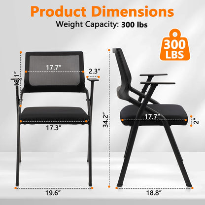 CLATINA Stackable & Foldable Office Chairs with Ergonomic Lumbar Support and Thickened Seat Cushion, Folding Mesh Fabric Reception Guest Chair for School Church Conference Waiting Room Black (8 pk)