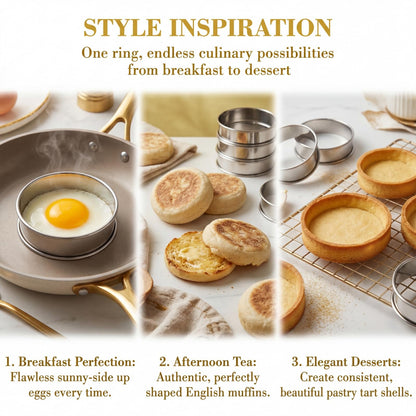 Lyellfe 20 Pieces English Muffin Rings, Stainless Steel Crumpet Rings, 3 Inch Double Rolled Nonstick Muffin Tart Ring Mold for Home Baking, Food Making