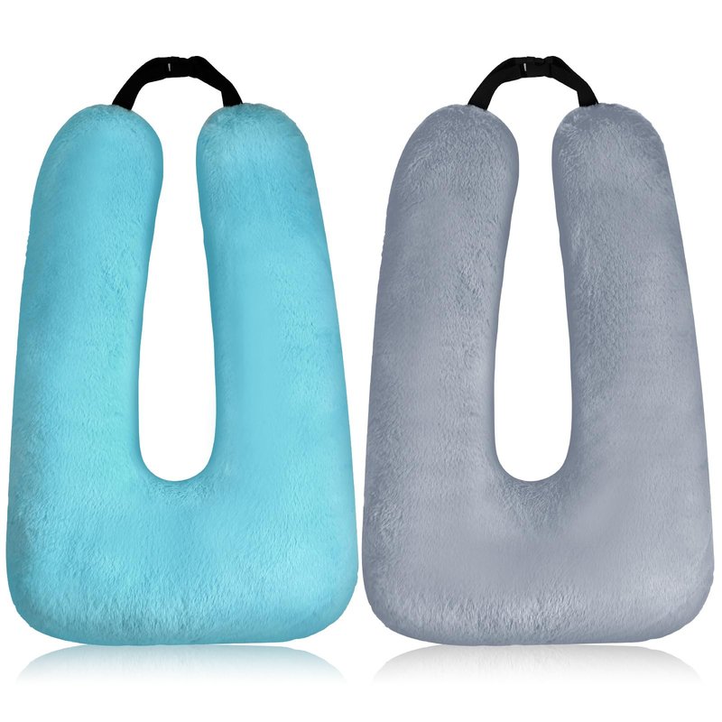 Barydat 2 Pcs Car Travel Pillow for the Back Seat 28 x 18 in Sleeping Reading Pillows for Long Distance Travel Car Cushion for Kids Adults Head and Body Support U Shaped Pad for Travel(Gray, Green)
