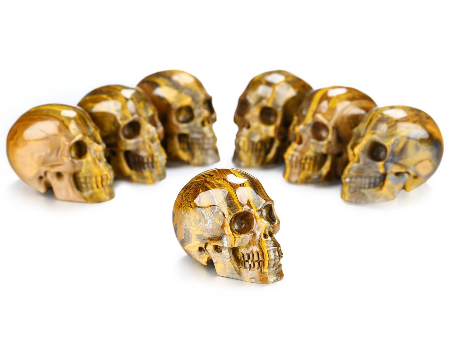 Skullis 2.0” Tiger Iron Eye Crystal Skull, Hand Carved Gemstone Fine Art Sculpture, Reiki Healing Stone Statue.