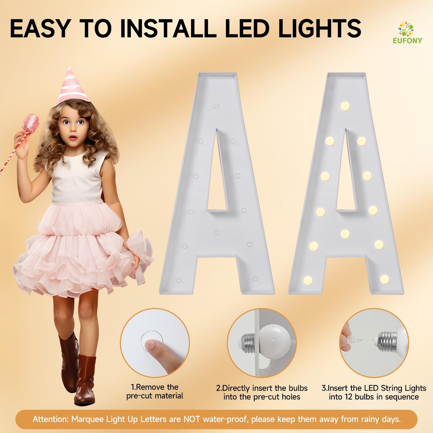 EUFONY Marquee Letters 4 Feet Tall, 4 FT Marquee Light Up Letters, Giant Light Up Letters 4FT for Birthday Party Baby Shower Gender Reveal Graduation Prom Decorations, Letter R with LED Lights DIY Kit
