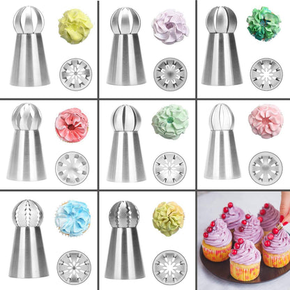 Russian Piping Tips Set, 8 Pcs Stainless Steel Frosting Icing Piping Nozzles for Cake Decorating Supplies