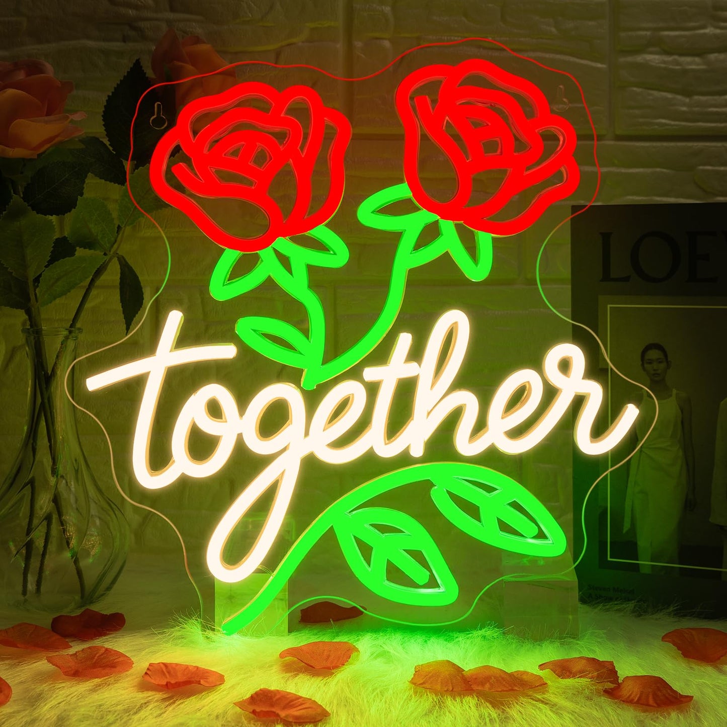 Looklight Better Together Neon Sign,Neon Light for Wall Decor,Wedding Neon Sign,Warm White Led Neon Light USB Letters Neon Signs Led Signs for Wedding,Engagement Party,Birthday