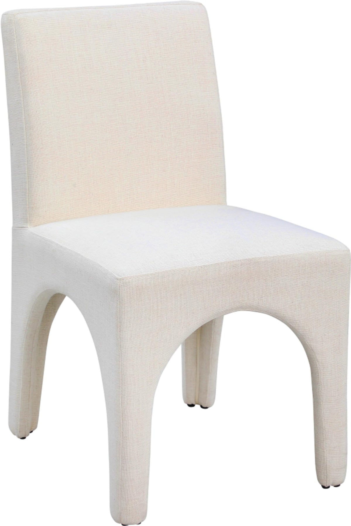Meridian Furniture 753Beige-C Gramercy Collection Art Deco Dining Chair with Rich Beige Linen Textured Fabric with Weave, Arched Iron Inner Frame, 18.5" W x 23.5" D x 33" H, Beige, Set of 2