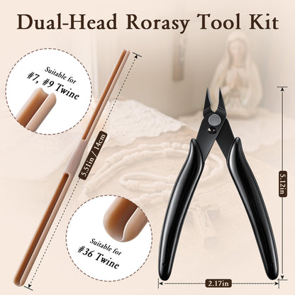 Dunkive Rosary Cord Knotting Tool with Flush Cutter for Crafting, #7#9 and #36 Dual Head Twine Knotting Tool, Side Wire Cutters, Jewelry Making Set, Rosary Making Supplies for Jewelry, Bracelet