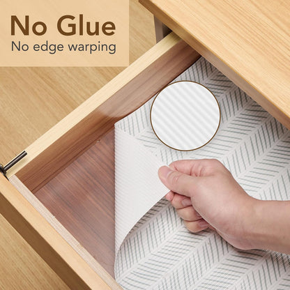 Glotoch Premium Non-Slip Shelf Liner, Waterproof Drawer Liner for Kitchen Cabinets, 12" X240", White and Green