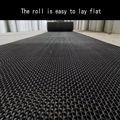 LC0908 PVC Drainage Floor Mat Non-Slip Commercial Wet Area Mat for Outdoor and Indoor Restaurant Kitchen Bar Swimming Pool Splash Matting Water Drain Flooring Mat (Black, 4FTX16.4FT)