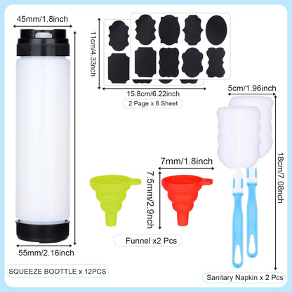 12 16 Oz mwellewm Pc Condiment Squeeze Bottles for Sauces Ketchup Bottles Squeeze Plastic Mustard Dispenser Refillable