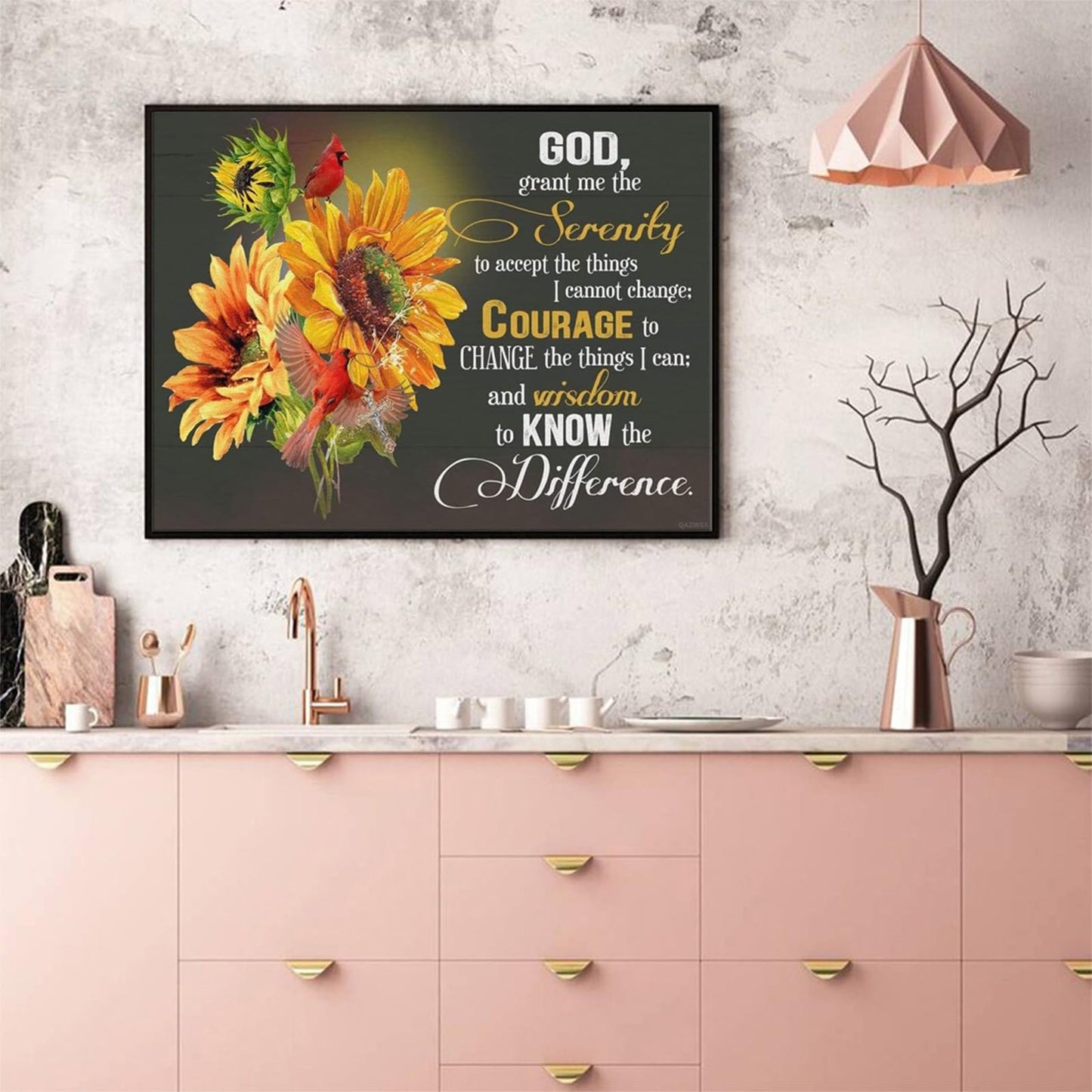 QAZWSX 5D Diamond Painting Serenity Prayer Sunflower Adults Beginner Full Drill Diamond Paintings Picture Arts Craft for Home Wall Decor Gift 12X16inch