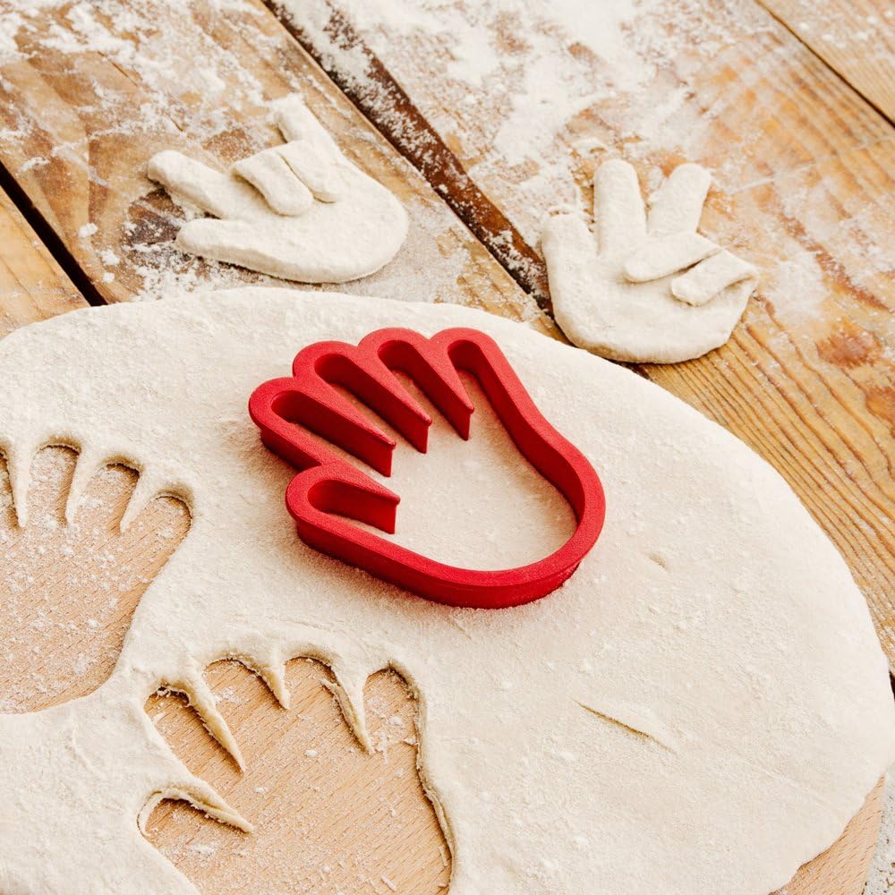 Suck UK Hand Cookie Cutter - Hand Shaped Novelty Cookie Cutter - Plastic Pastry Cutters for Kids - Red