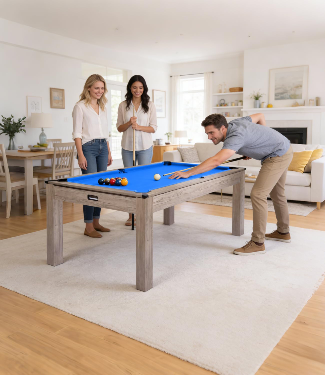 Garvee 7FT Professional Pool Table Set for Adults, Billiard Table Set with Complete Accessories - Rustic Grey Game Table with Black Cloth,Ideal for Home Game Room & Parties