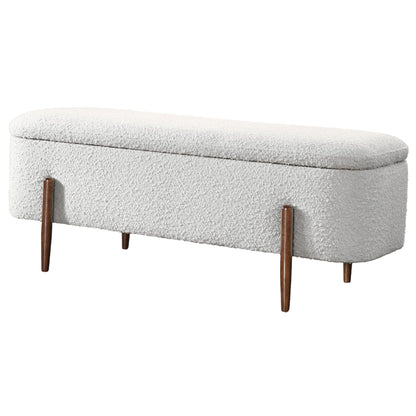 GDFStudio Sarna 48" Mid-Century Modern Storage Ottoman Bench, Lift-Top Curve Rectangle Ottoman Pouf with Solid Wood Legs, Boucle Upholstered Large Footrest, Coffee Table Ottoman for Living Room, Ivory