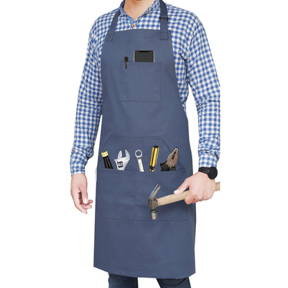 RUVANTI Aprons for Men, Women with Pockets Cotton Enrich Durable Large XXL size for Kitchen, Workshop, BBQ, Chef Apron