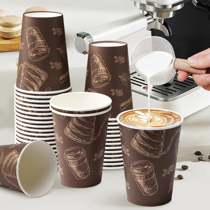 Huifany Coffee Cups 12 oz Paper Cups 180 Pack, Thickened Paper Coffee Cups Disposable 12 oz Coffe Cup, Hot/Cold Beverage Drinking Cup for Office, Home, Party