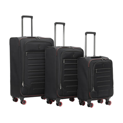 Spyder Pivot Expandable Softside Spinner Checked Luggage with 360° Spinner Wheels (Black, 3-Piece Set)