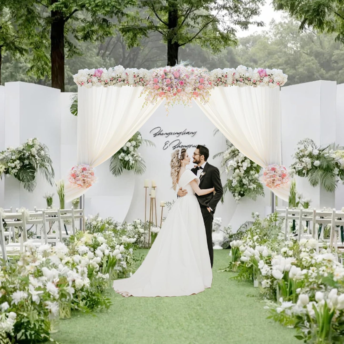 EMART Pipe and Drape Backdrop Stand Kit, 12ftx10ft Heavy Duty Adjustable Photo Background, Metal Frame with Flat Base for Wedding, Birthday Party, Banquet Decorations