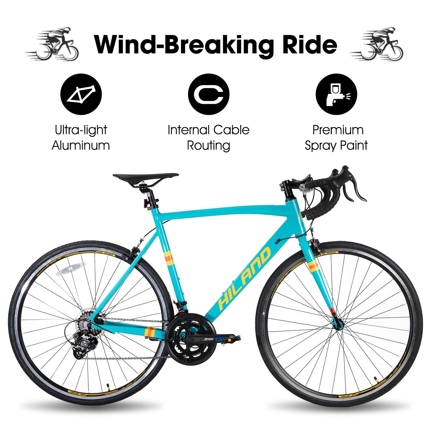 HH HILAND 700c Road Bike 14 Speed, Aluminum Frame Racing Bike, City Commuter Bicycle for Men Women