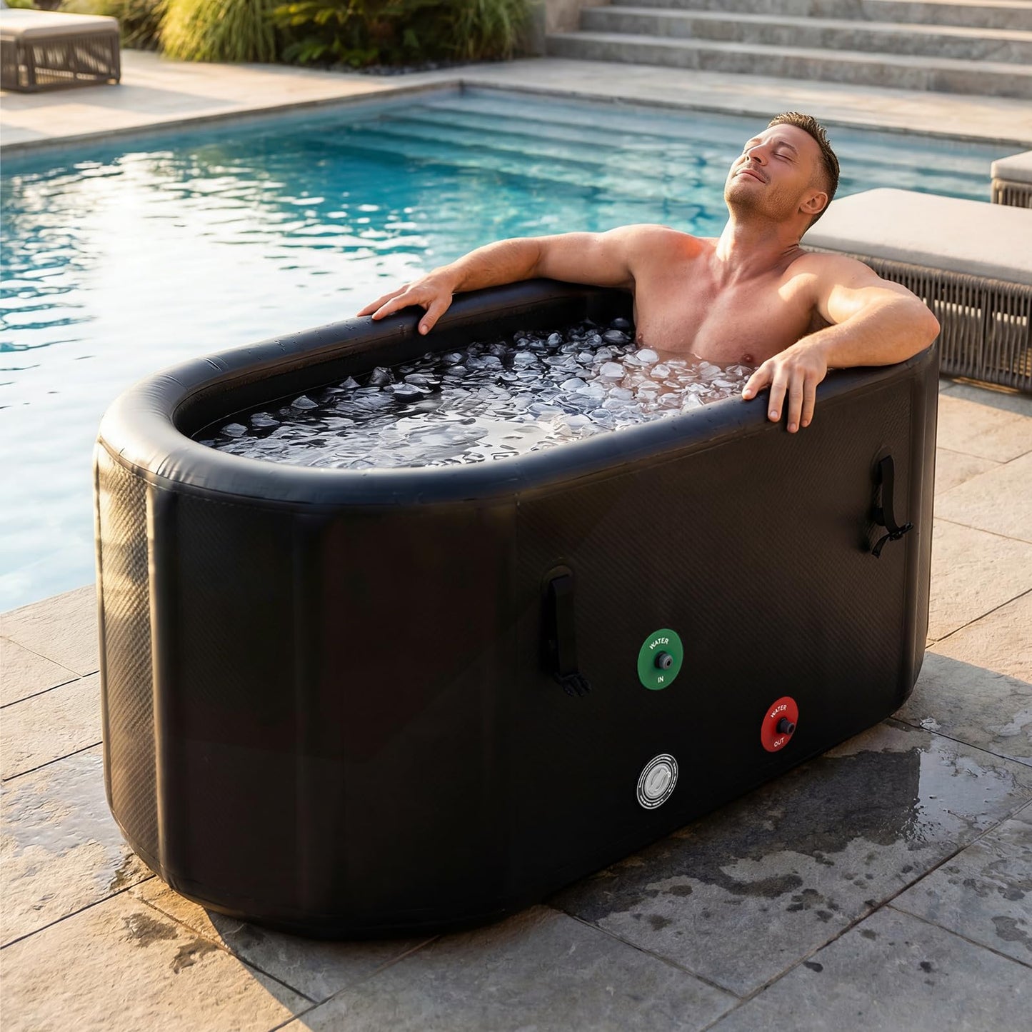 SunSwell XXL Ice Bath Tub for Athletes, Portable Bathtub, Inflatable Cold Plunge Tub with Cover& Pump,193-Gallon Long-Lasting Insulation, Water-Absorbent Mat, for Outdoor & Indoor Use