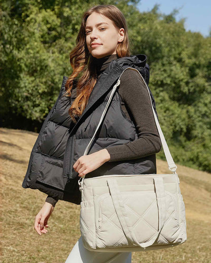 BAGSMART Lunch Bag Women Large Lunch Box Insulated Tote Bag with Multi-Pockets Quilted Puffy Tote for Work, Outdoors