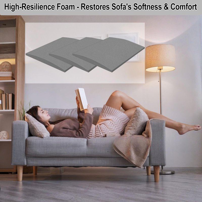 MLMTFI 22" x 22" Couch Cushion Support for Sagging Seat, 3 PCS Large Size Insert Sofa Cushion Support for Better Lift, 45D High-Density Foam Couch Replacement for Furniture Seat Sagging Repair, Grey