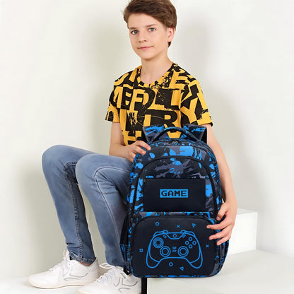 Fitvc Glow in The Dark Backpack for Boys - Game Boys Backpack for Kids Children Teens Elementary Middle School - 17″ Gamer Bookbag Travel Back Pack for Age 6-18