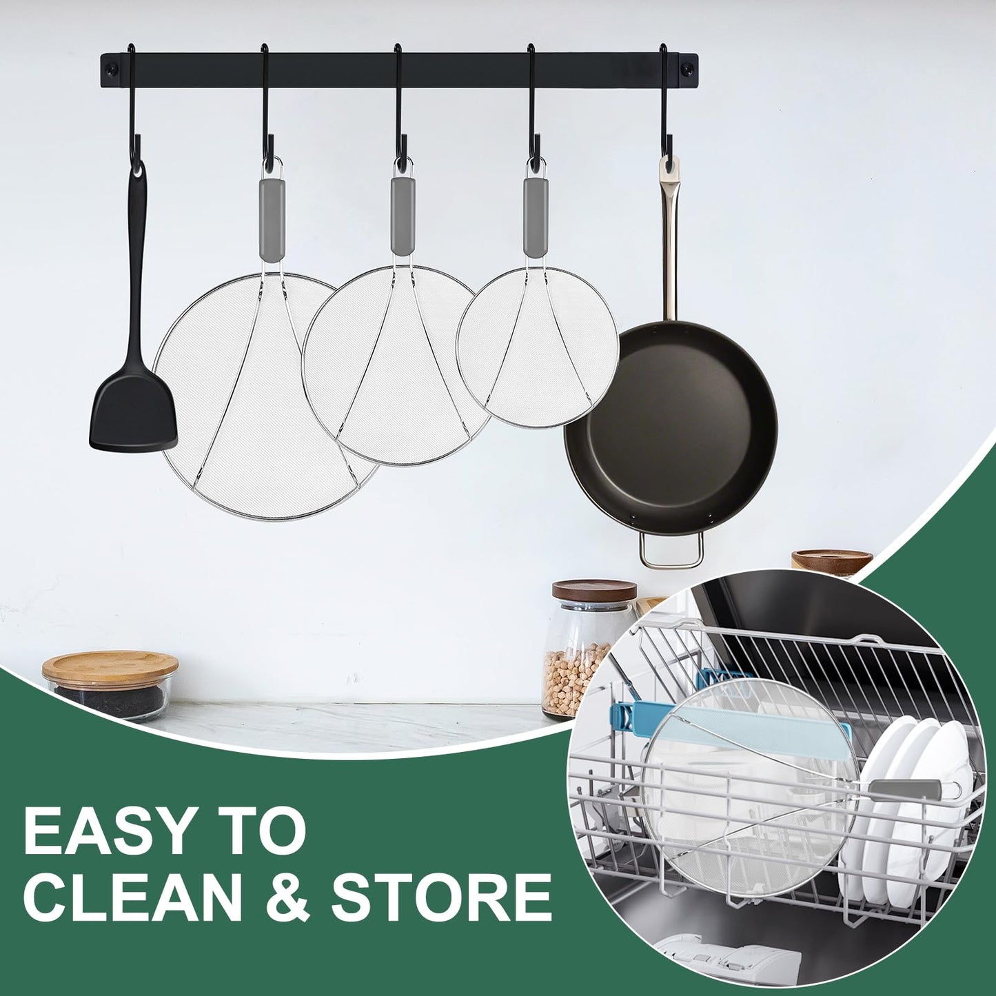 Splatter Screen for Frying Pan - 9.8" 11.4" 13" Stainless Steel Fine Mesh Grease Splatter Guard with Silicone Handle, Hot Oil Splash Guard for Cooking to Prevent Oil Splatter, Safe Cooking