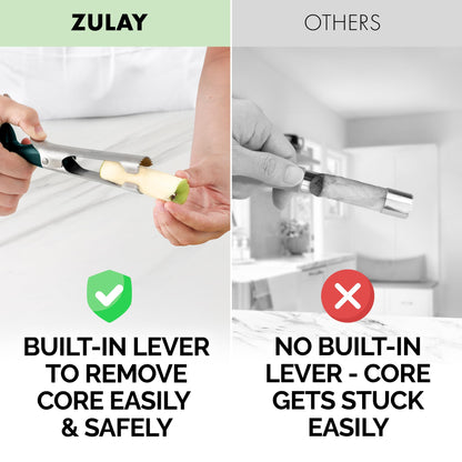 Zulay Kitchen Ultra Sharp Apple Corer Tool - Stainless Steel, Sharp & Serrated Blade Cores in Seconds - Easy to Use & Clean, Durable Apple Core Remover for Apples & Small Fruits - Dark Teal
