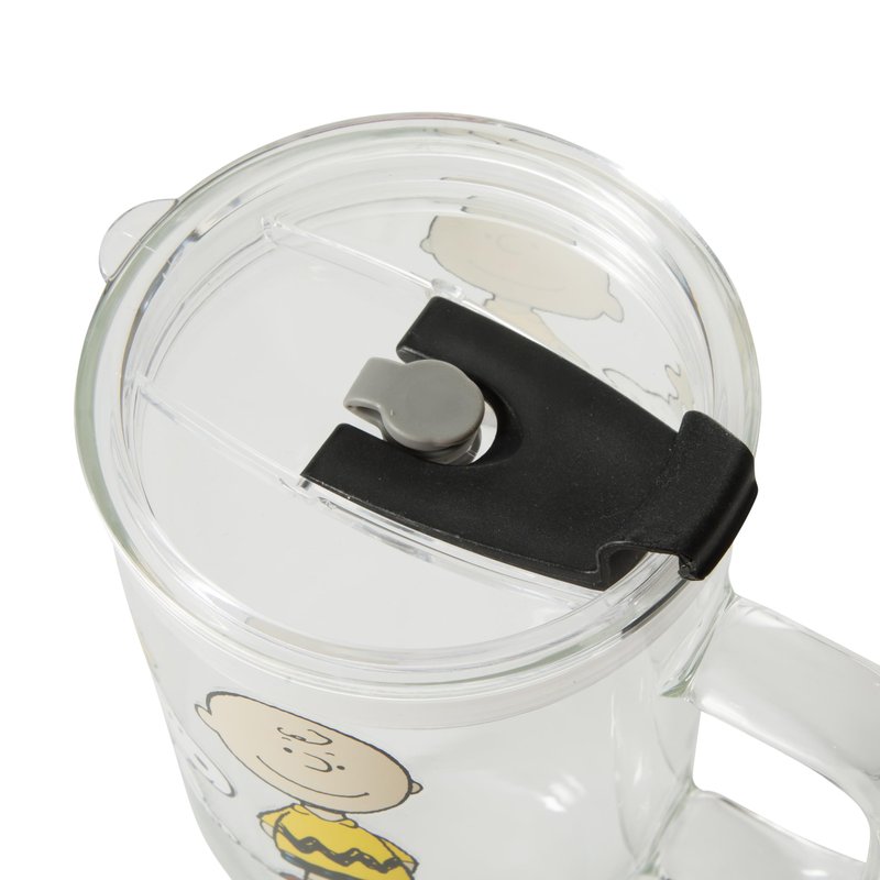Peanuts Snoopy Glass Cups with Lids and Straws - 40 Oz Tumbler with Handle and Straw Glass Water Bottles Drinking Glasses with Straws Iced Coffee Cups Travel Coffee Mug Smoothie Tumbler