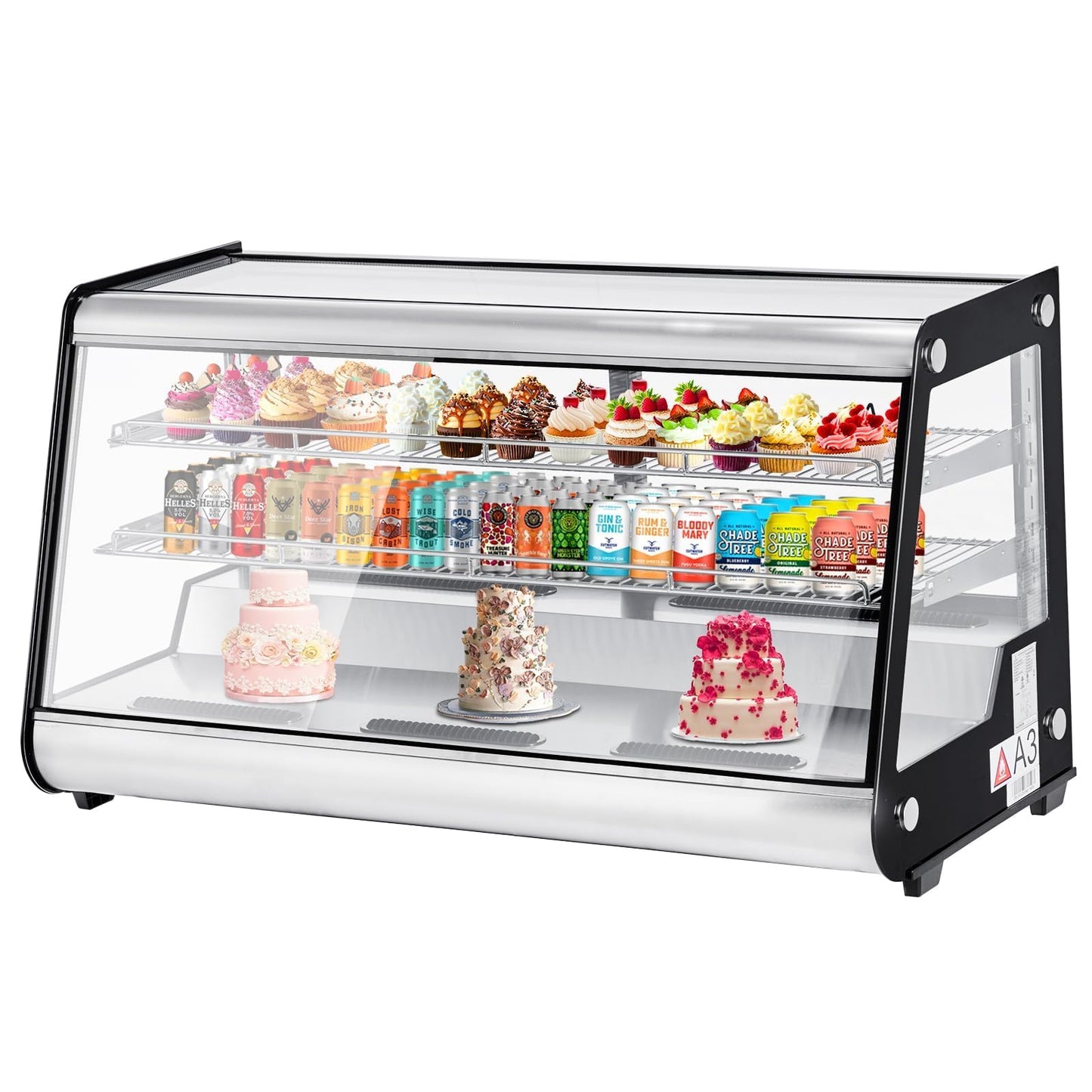 PeacefulHues Commercial Display Refrigerator 6.9 Cu Ft, Countertop Refrigerated Display Case with LED Lighting for Bakery, Cafe, 110V/190W