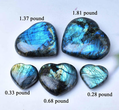 Extra Large Heart Crystal Stones Healing Crystal Palm Polished Love Shaped Gemstones Blue Labradorite Heart Rock Meditation Gift 3.0-3.5 Pounds