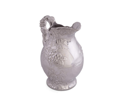Arthur Court Metal Vineyard Pitcher Grape Pattern Sand Casted in Aluminum with Artisan Quality Hand Polished Design Tarnish Free Water Jug for Hot / Cold Water, Ice Tea and Juice Beverage 10 inch Tall