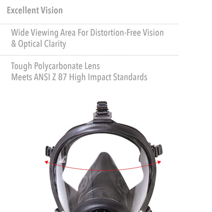 Honeywell North RU6500 Series Full Face Respirator with 5-Point Head Strap, Large (RU65001L)