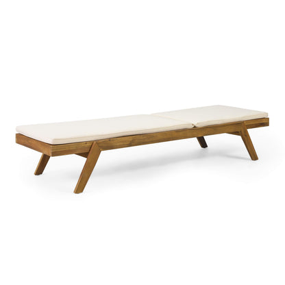 Christopher Knight Home Caily Outdoor Chaise Lounge with Cushions - Acacia Wood - Teak/Cream (Set of 2)