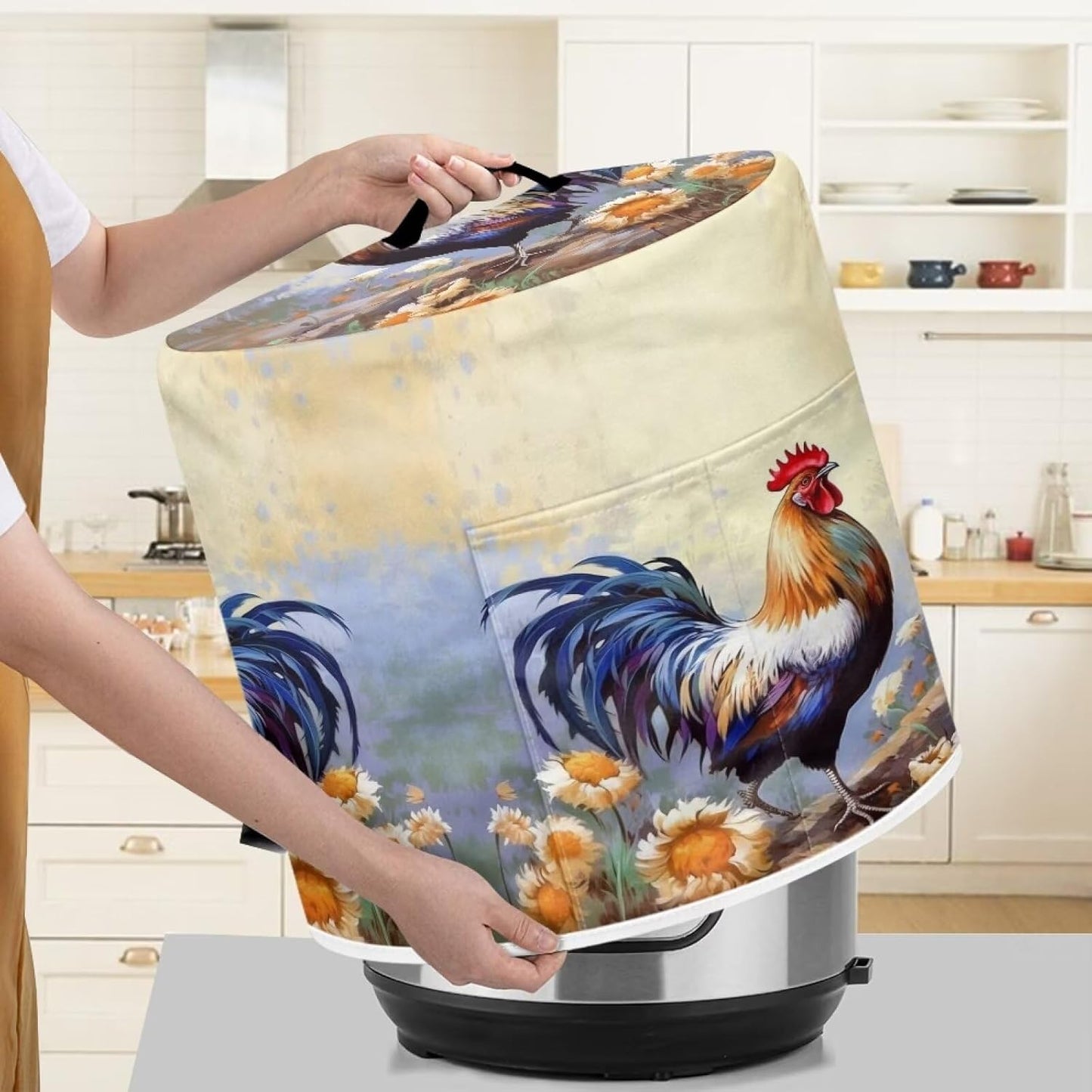 Rooster Air Fryer Cover, Dustproof Red Rice Cooker Storage Bag for Kitchen Home Decor