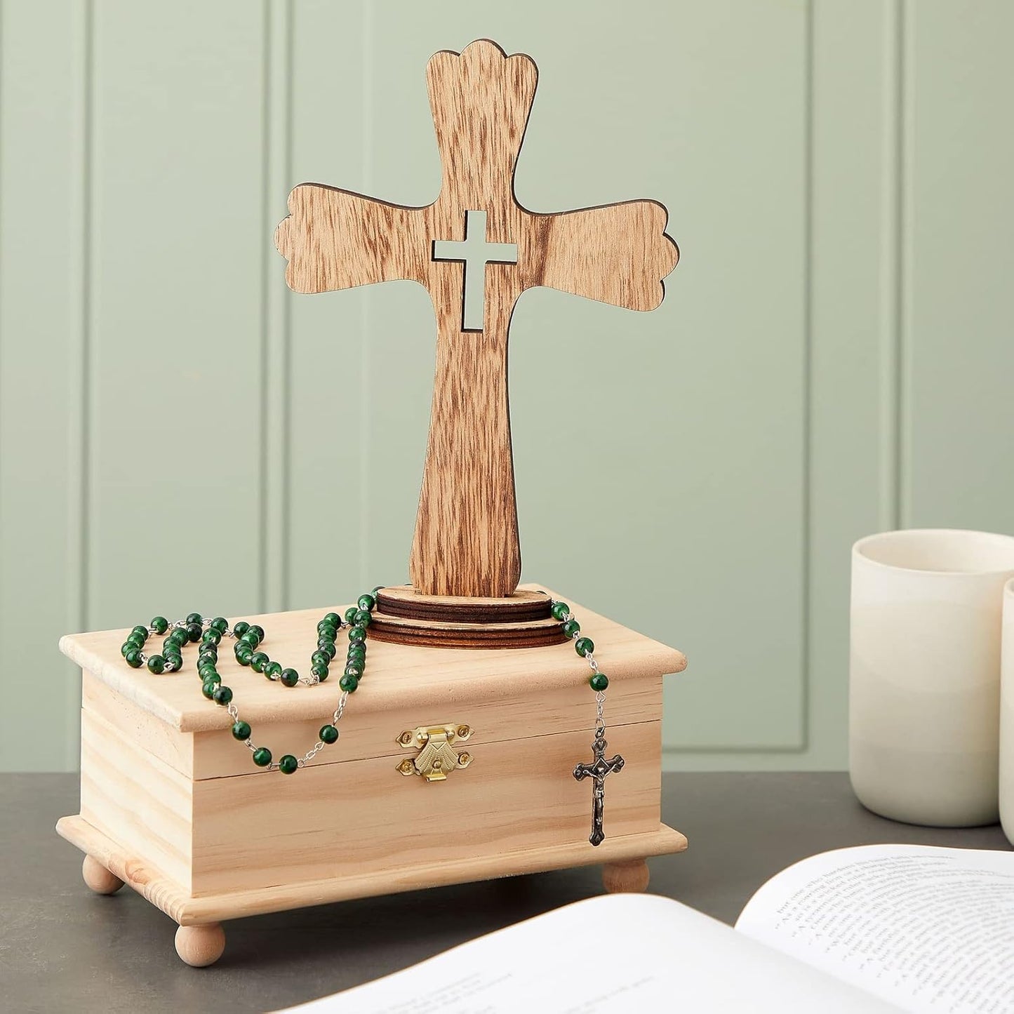 Juvale 3-Pack Wooden Cross Baptism Centerpieces, 6 x 2 x 9 In Brown Rustic Wood for Baptism Decor & First Communion