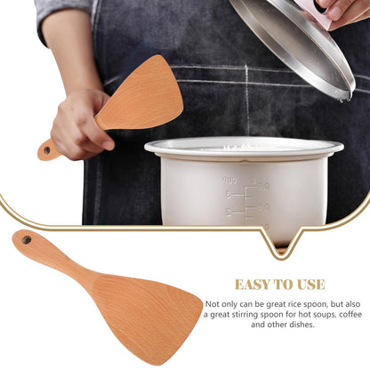 UPKOCH 8.3" Beechwood Rice Paddle - Japanese-Style Non-Scratch Spoon for Rice Cooker & Curry Stirring, Natural Wooden Utensil with Ergonomic Handle