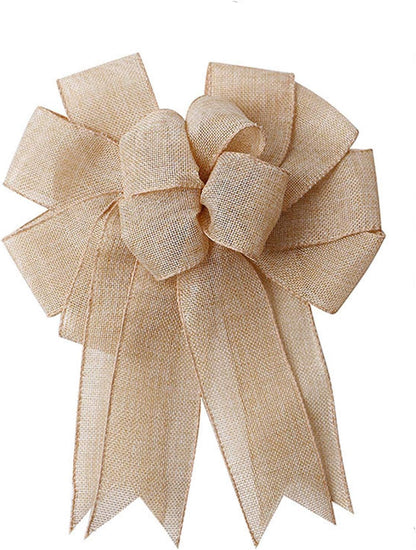 Skiennix Large Rustic Jute Bows - Holiday Ornaments & Burlap Wreaths for Festive Decor