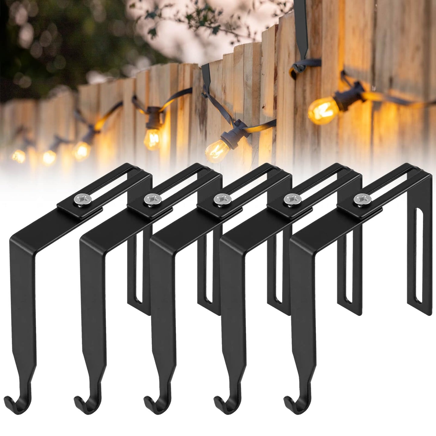 Waidfix 5PCS Adjustable Outdoor Concrete Cinder Light String Hooks for 3.2-8”, No Drill Fence String Light Hangers, Brick Clips, Concrete Wall Hooks, Outdoor Party Decor Hanging Lights Holders