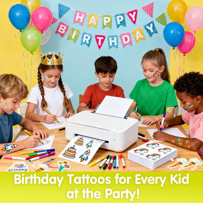 15 Sheets Printable Temporary Tattoo Paper for Inkjet Printer - 8.5 x 11 in DIY Custom Design Transfer Sheets with Vibrant Color Prints for Mother's Day, Kids & Adults