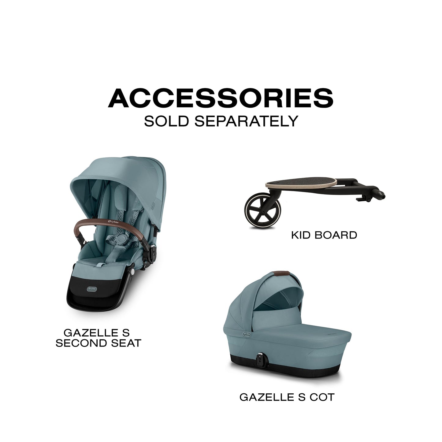 Cybex Gazelle S Stroller Modular Double for Infant and Toddler Includes Detachable Shopping Basket Over 20+ Configurations Folds Flat Easy Storage, Sky Blue, 1.0 Count, 5.0 liters, 28.4 pounds