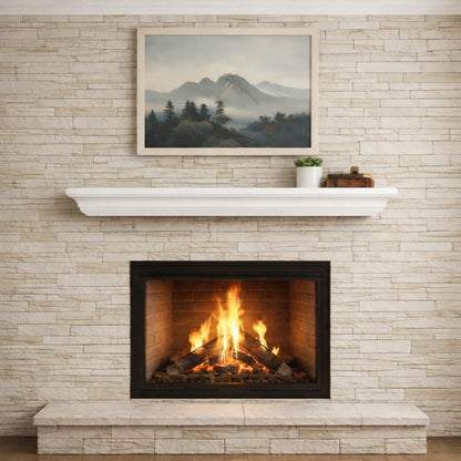 MANTELSDIRECT 60 Inch Floating Fireplace Mantel Wood Shelf in White - Colton from Mantels Direct | Wooden Rustic Wall Shelf Perfect for Décor and Electric Fireplaces