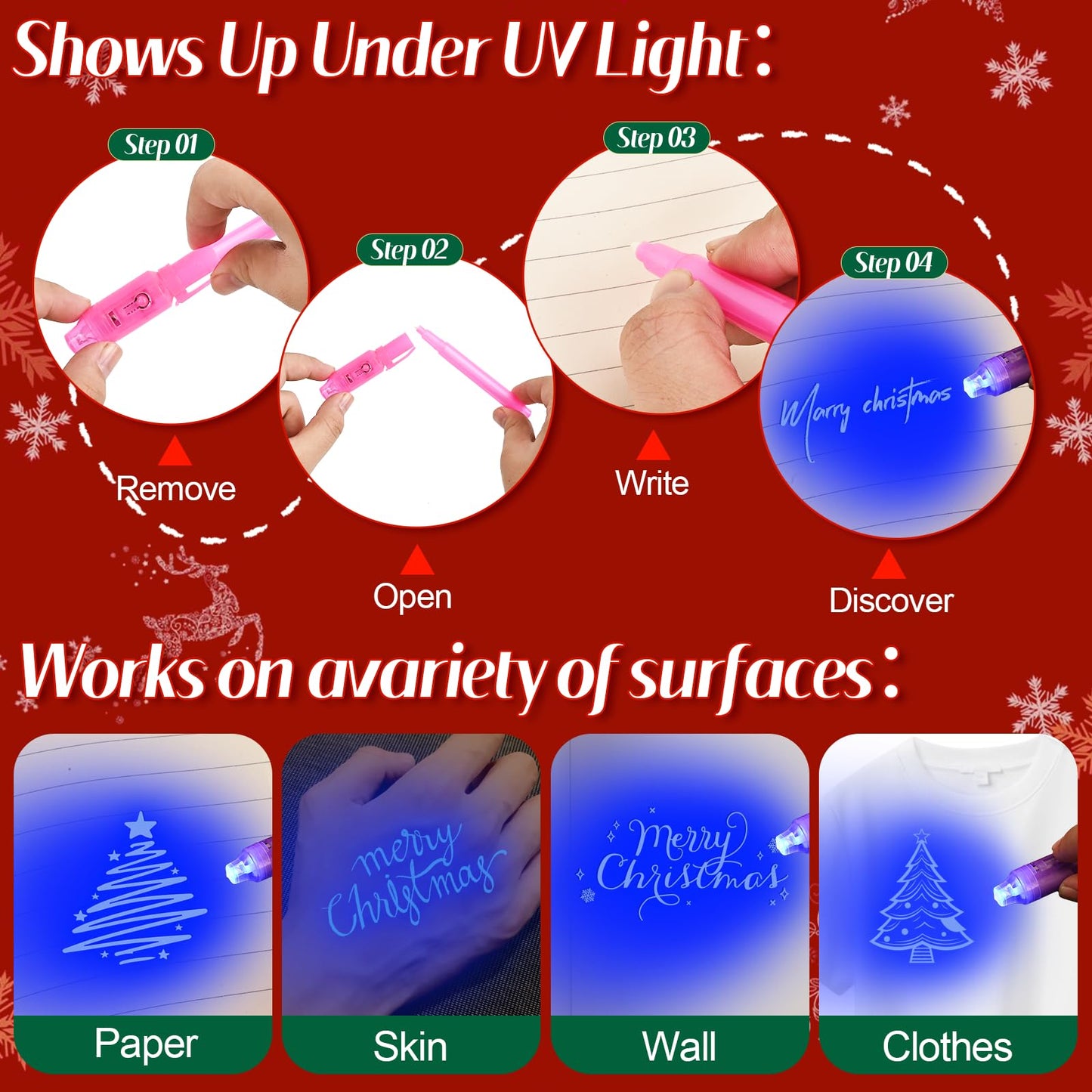 30 Pack Invisible Ink Pens with UV Light, Magic Spy Pen for Secret Messages, Birthday Party Favors Easter Egg Hunt Halloween Goodie Bags Stocking Stuffers Valentine's Day Gifts for Kids Ages 3+